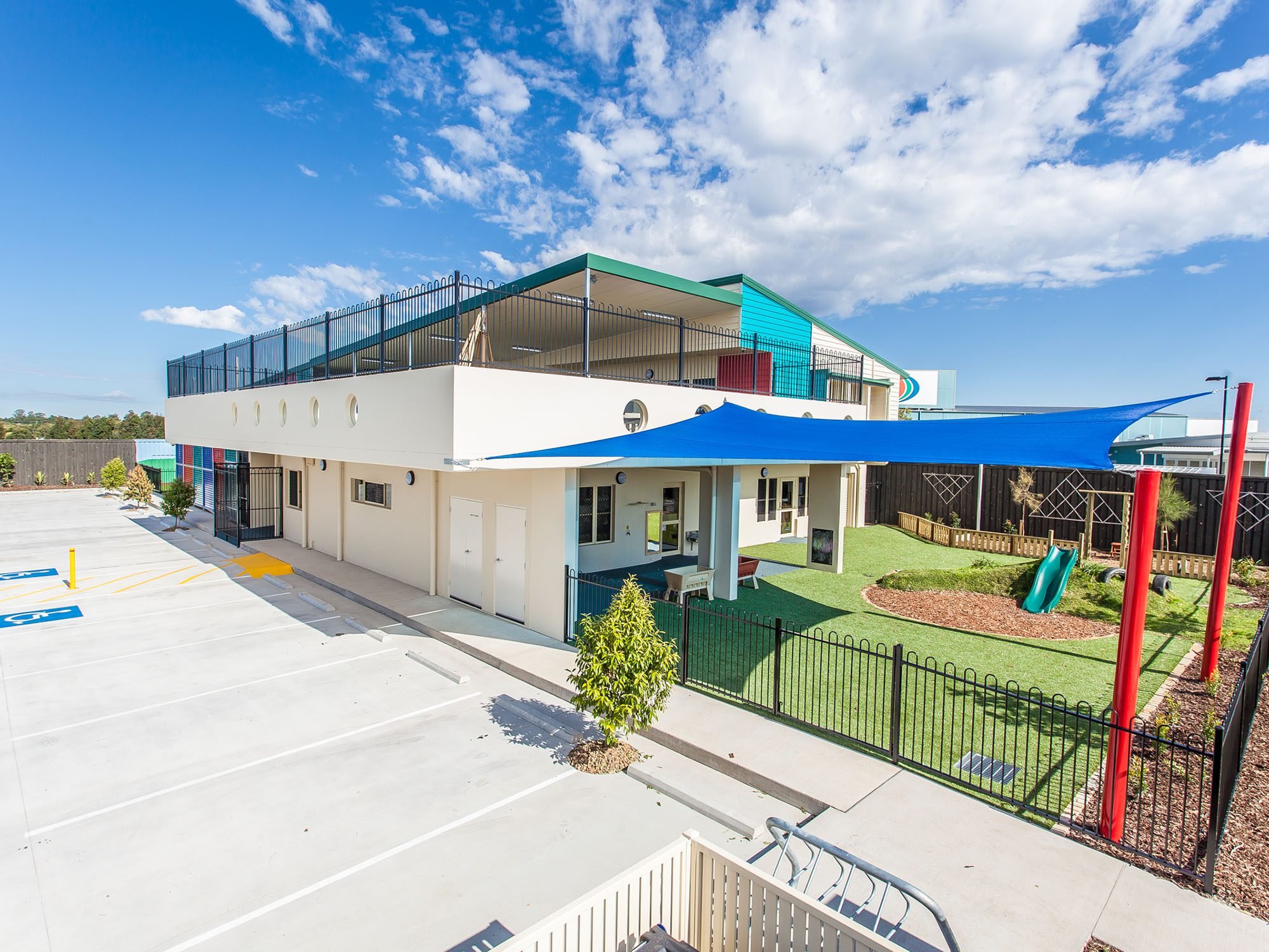 Early learning centre exterior with shade structures