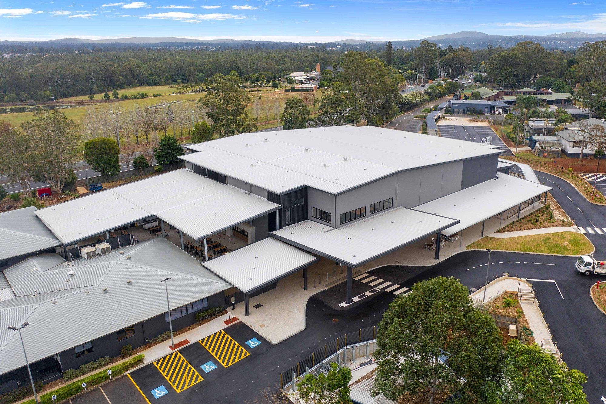 Aerial view of the church and community facility