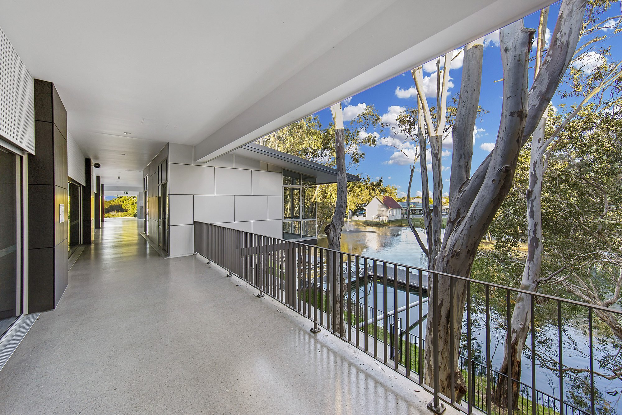 Breezeway with glazing to landscaped surrounds