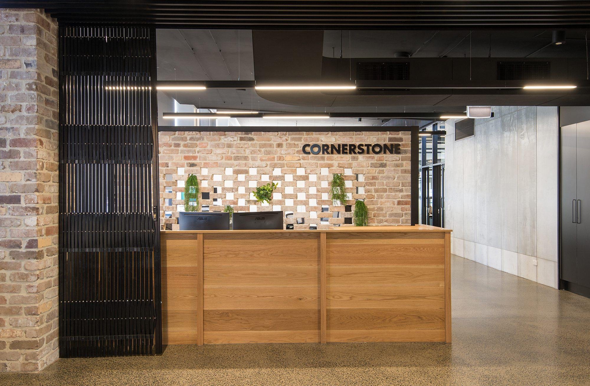 Reception and breakout area with timber joinery