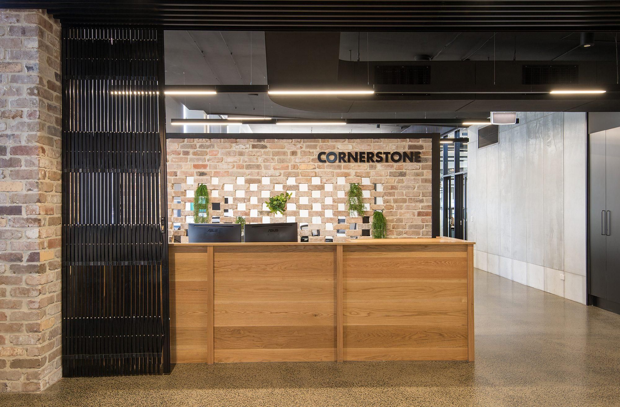 Reception and breakout area with timber joinery