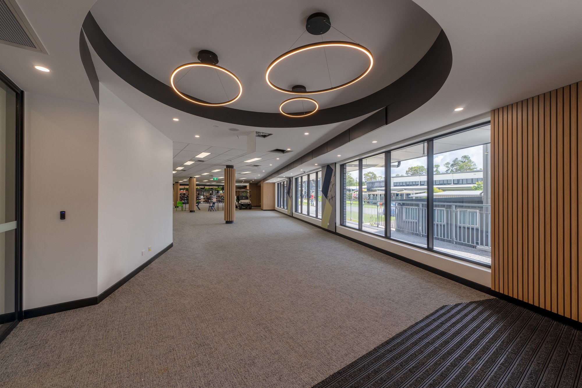 Foyer with circular ceiling detail and feature lighting