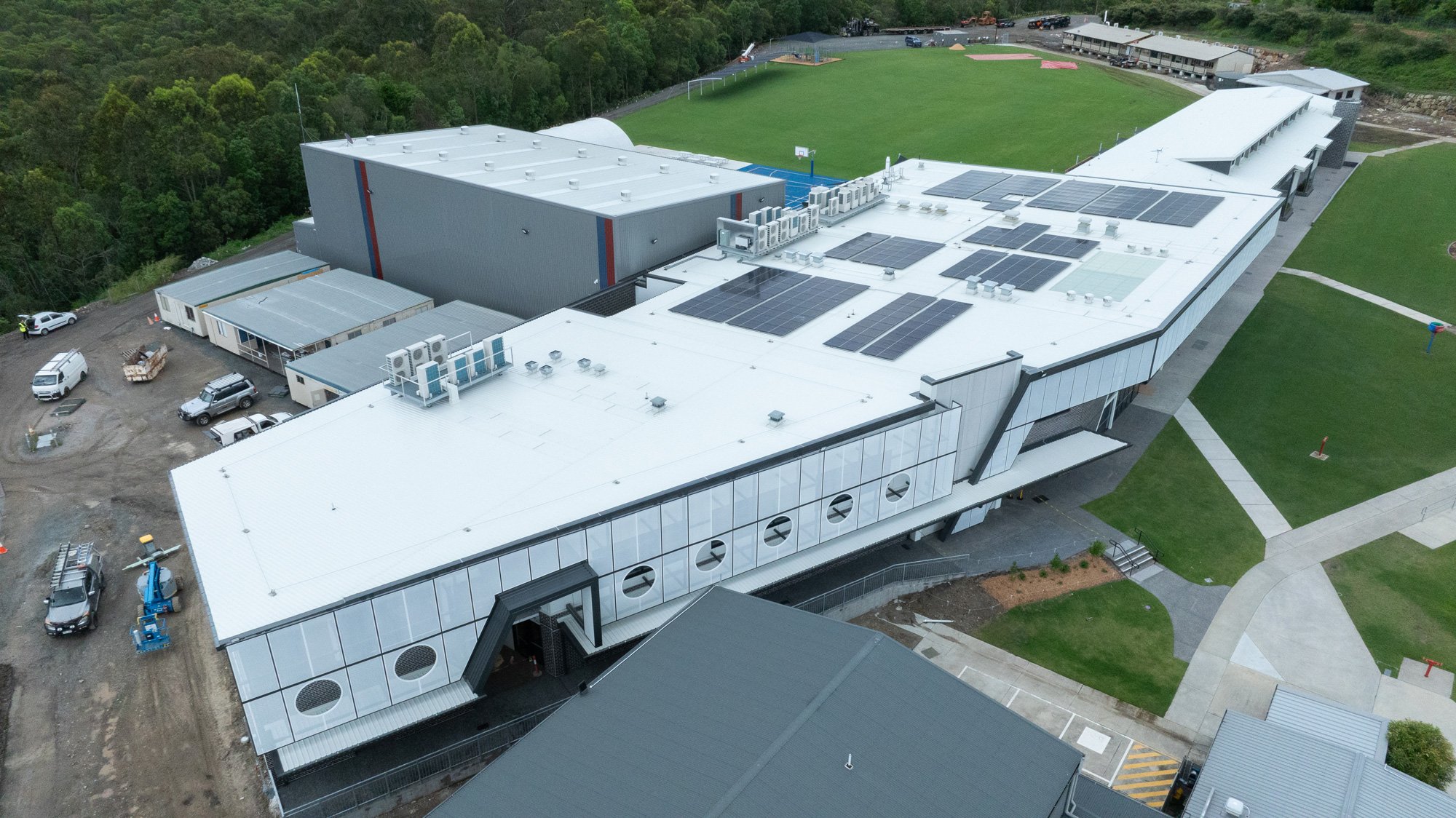Aerial view of the library building