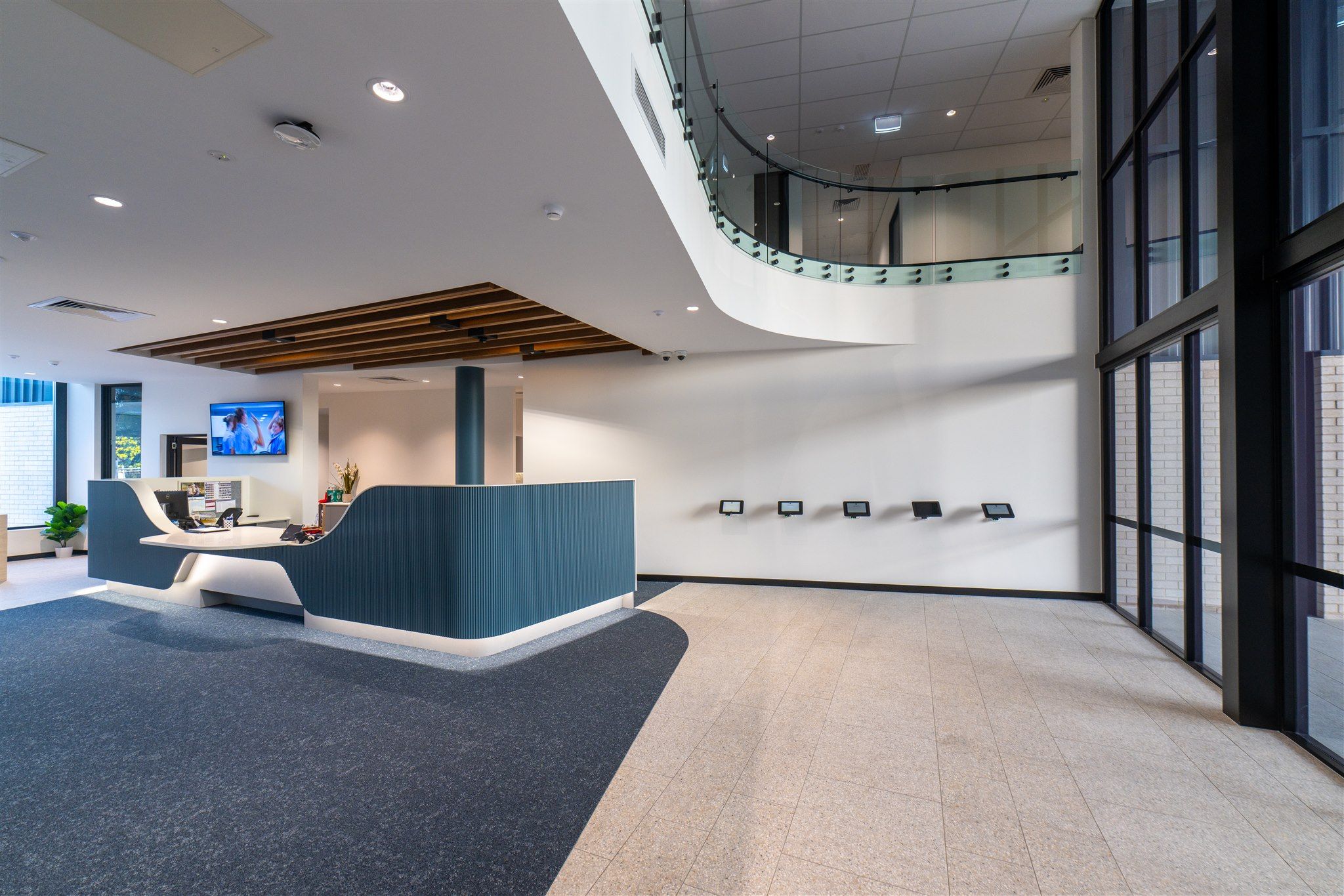 Open foyer with glazing to the campus